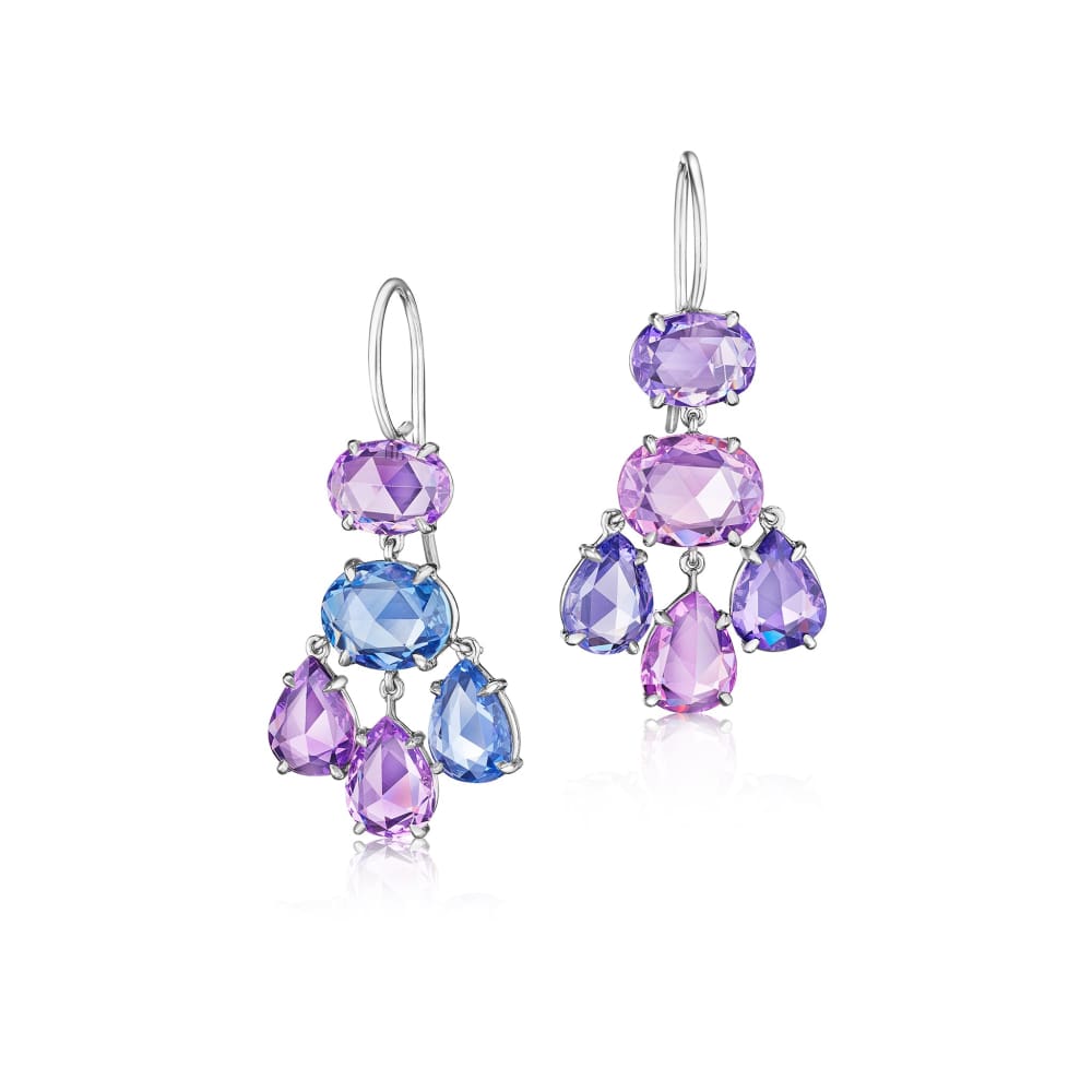 Multi-colored sapphire girandole earrings - Jewelry Golconda