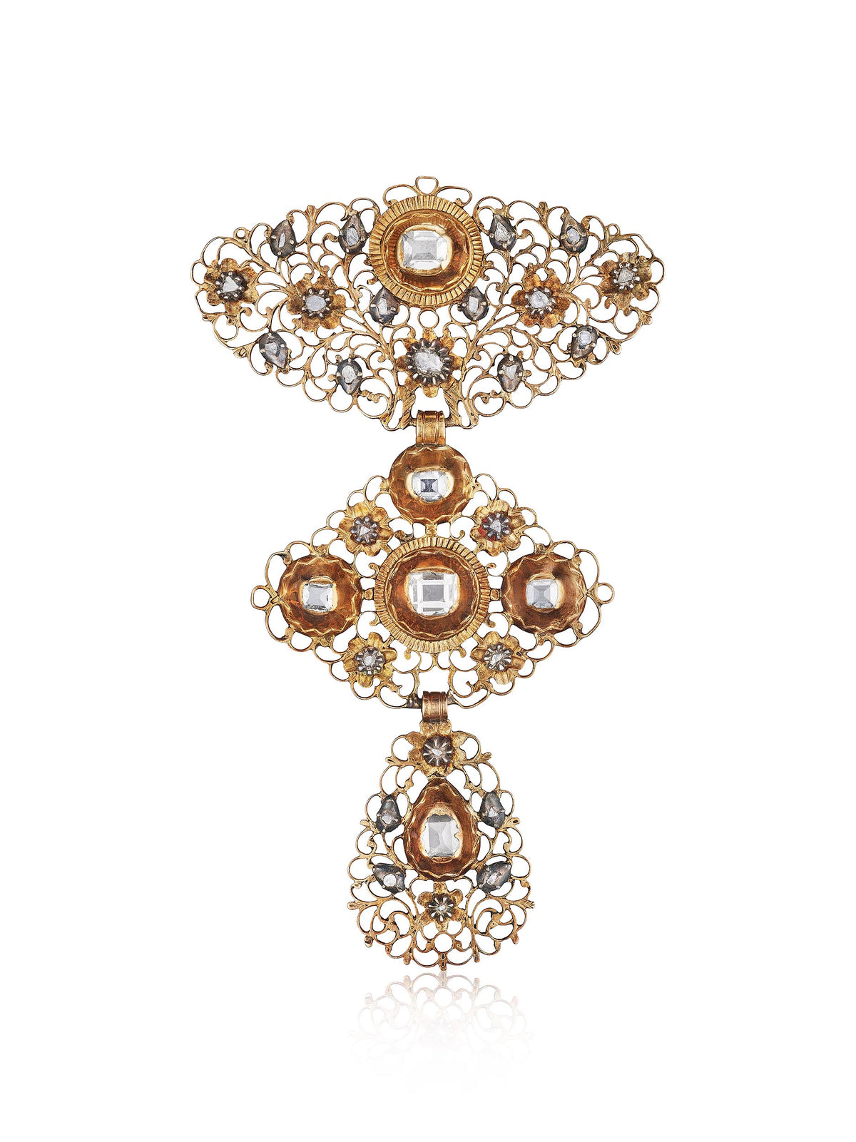 Antique Flemish Diamond &amp; Gold Pendant circa 1750 - necklaces pendants Golconda Jewelry