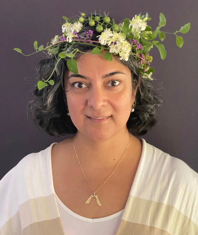 Reema Keswani wearing a flower crown.