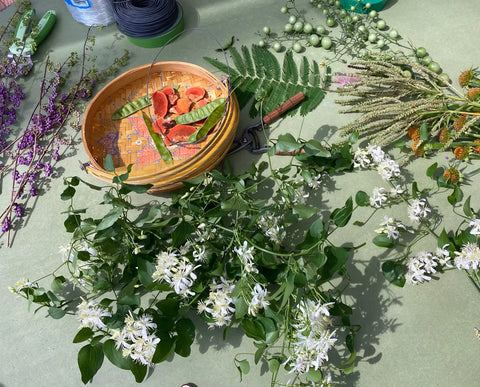 Flowers & fungi for our Labor Day crowns