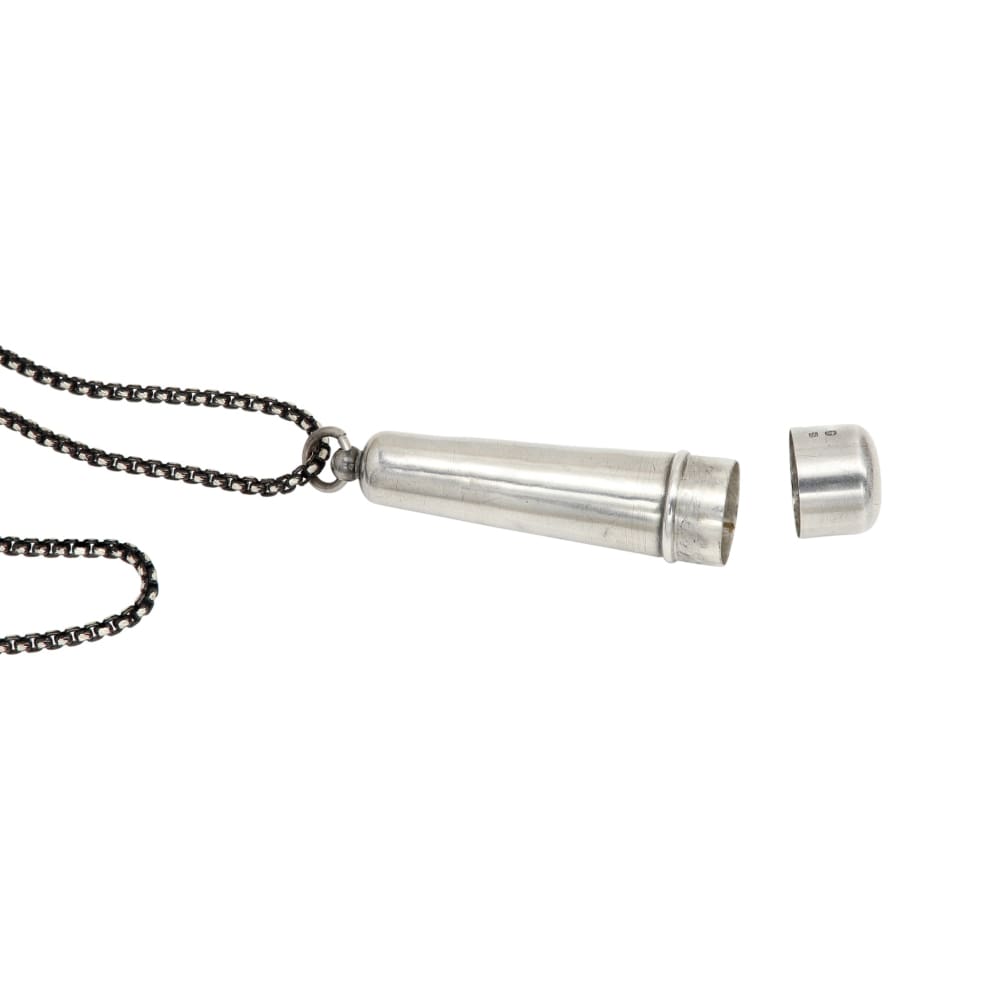 Antique English Silver Pre Roll Holder & Pendant Case Francis Webb England 1905 - Golconda Jewelry