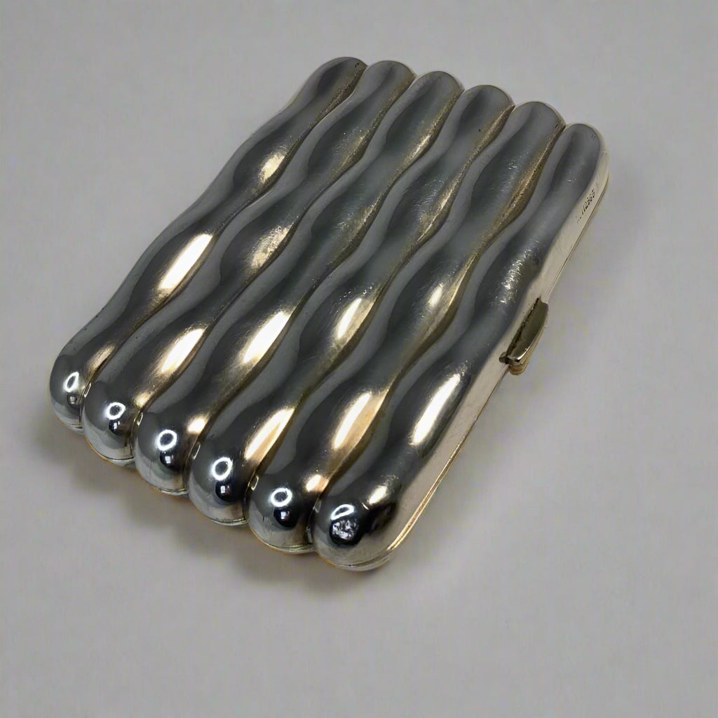 Antique Sterling Silver Cigarette Case William Neal 1892 - Golconda Jewelry
