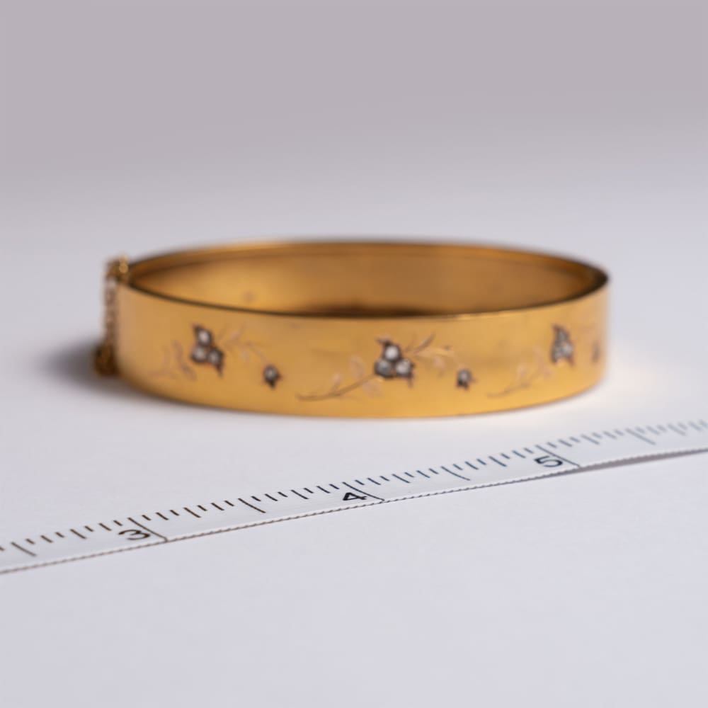 French Gold and Diamond Bangle circa 1880 - Golconda Jewelry