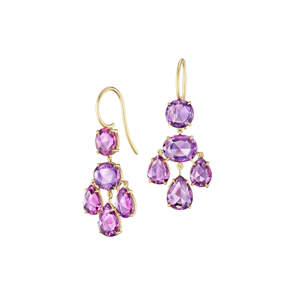 Intense Pink &amp; Purple Sapphire Chandelier Earrings - Golconda Jewelry