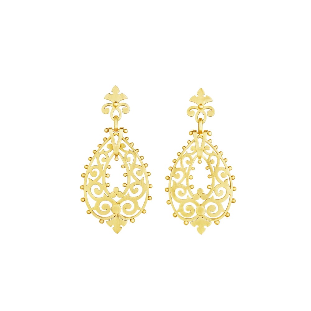 Pierced Gold Ear Pendants - Golconda Jewelry