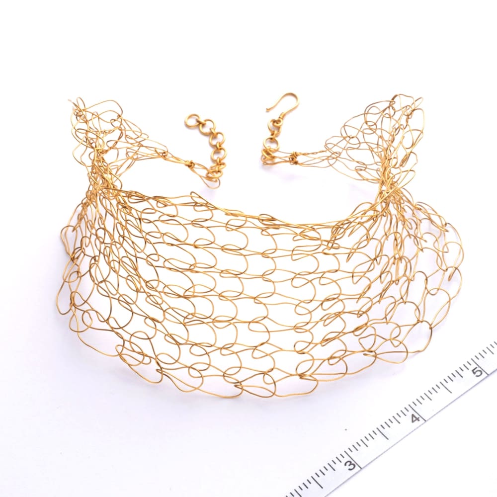 Vintage Crocheted Gold Necklace - Golconda Jewelry