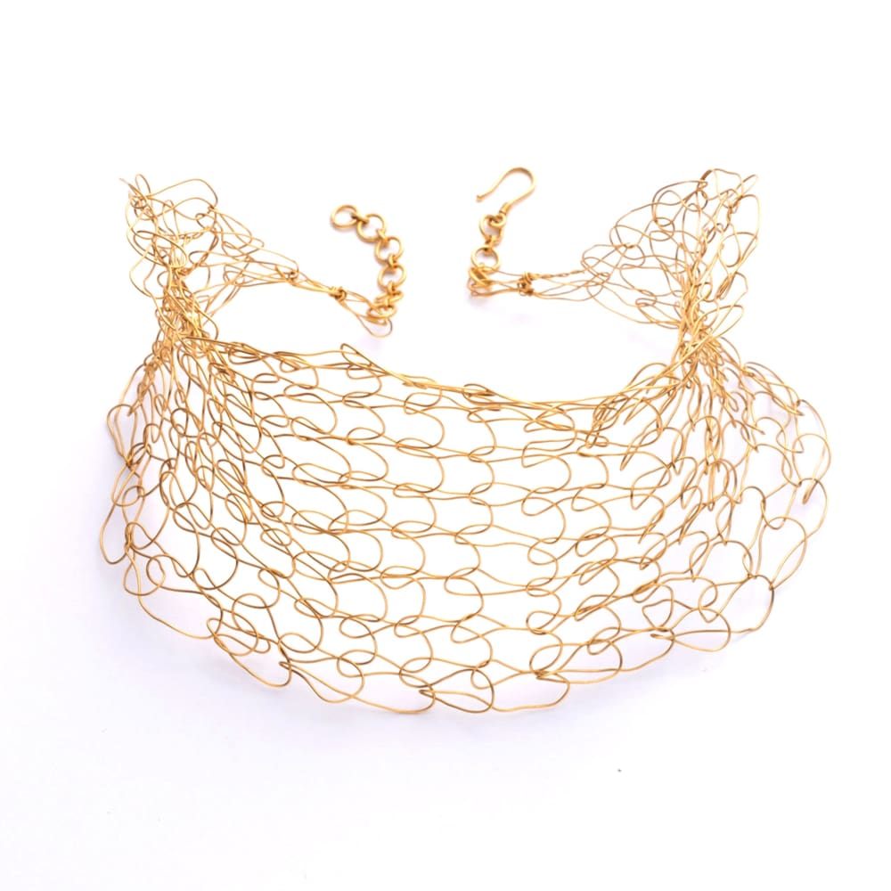 Vintage Crocheted Gold Necklace - Golconda Jewelry
