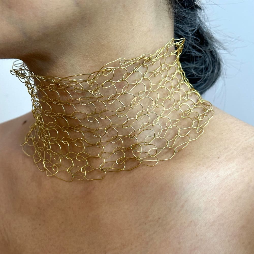 Vintage Crocheted Gold Necklace - Golconda Jewelry