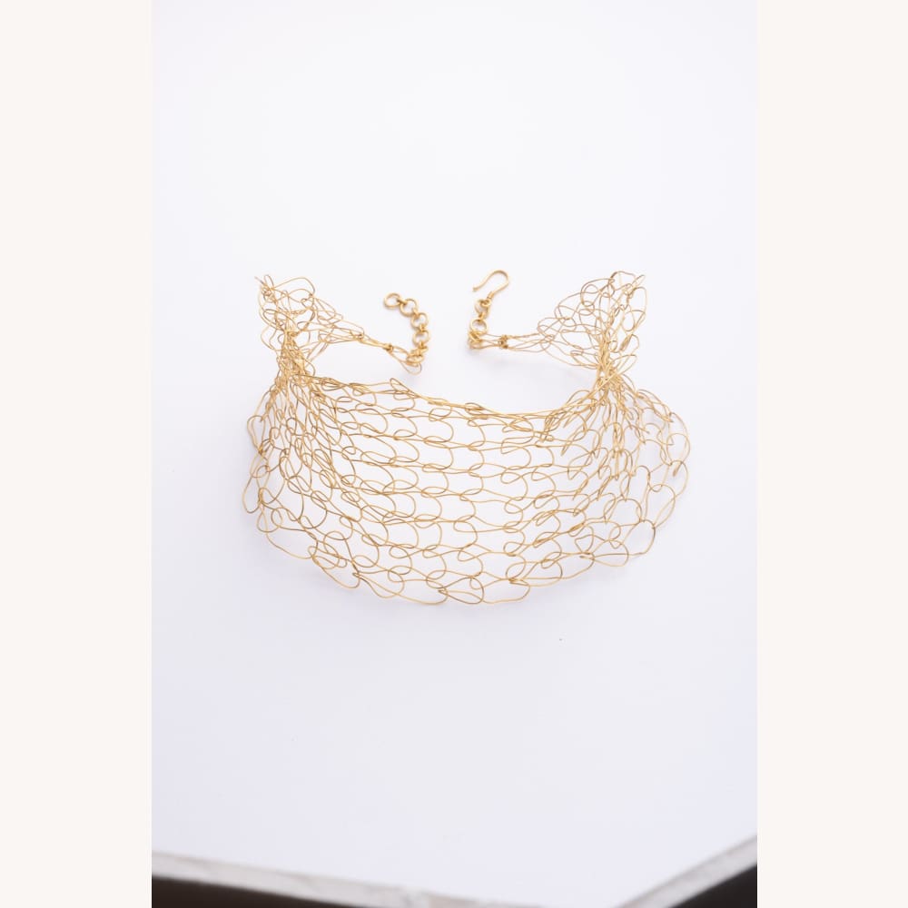 Vintage Crocheted Gold Necklace - Golconda Jewelry