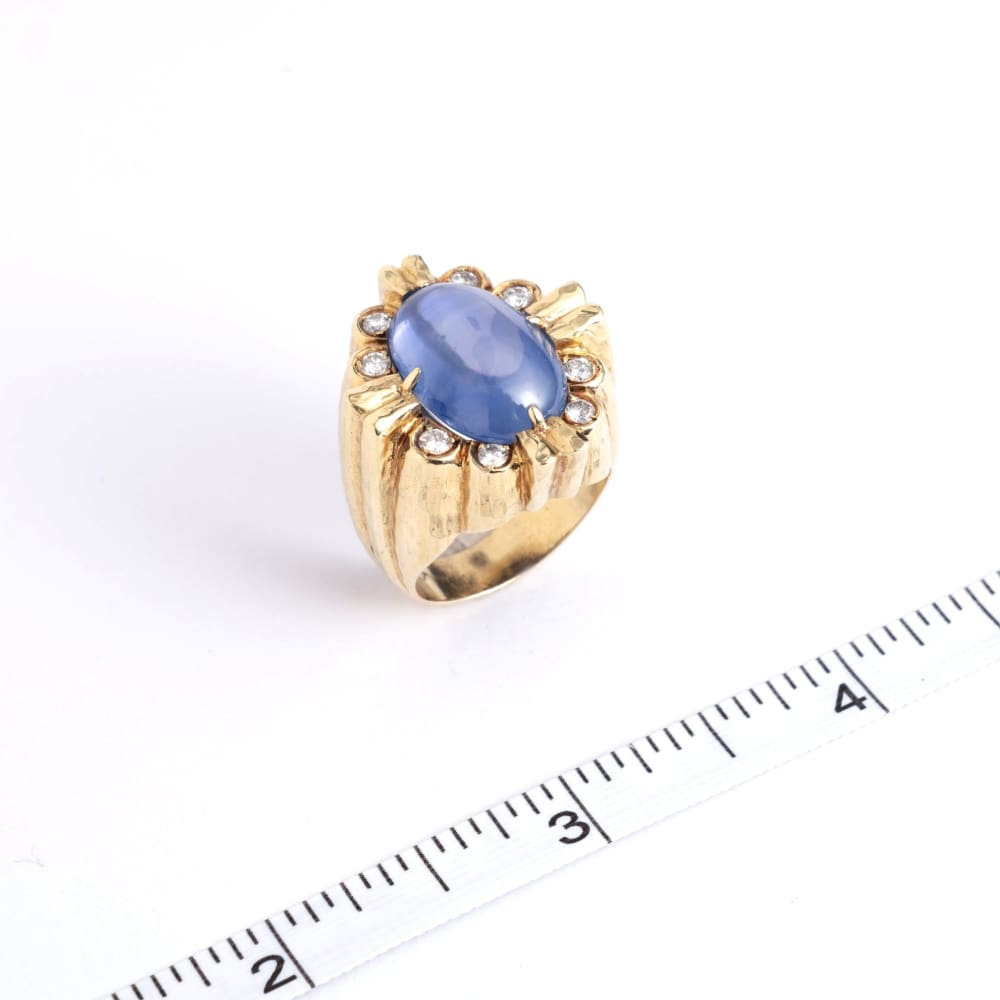 Vintage Seventies Sapphire diamond &amp; 14K Gold Ring - Golconda Jewelry