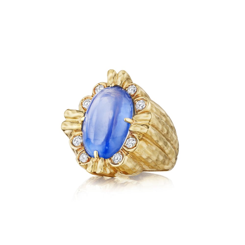 Vintage Seventies Sapphire diamond & 14K Gold Ring - Golconda Jewelry