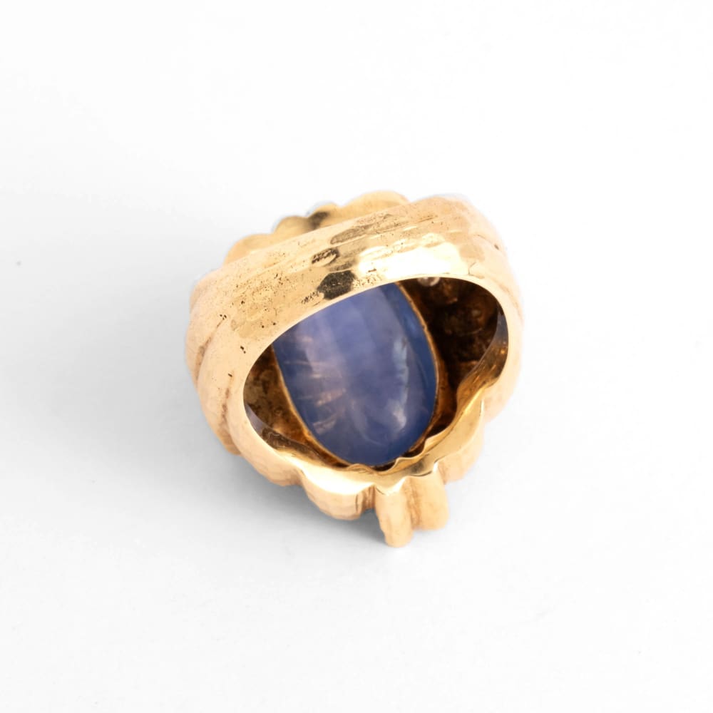 Vintage Seventies Sapphire diamond & 14K Gold Ring - Golconda Jewelry