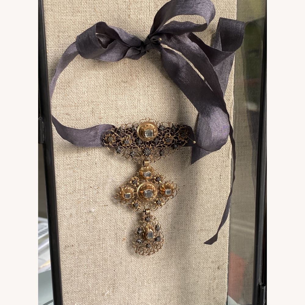 Antique Flemish Diamond & Gold Pendant circa 1750 - necklaces pendants Golconda Jewelry