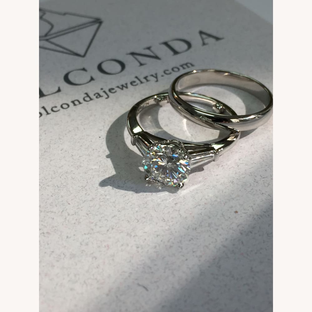Diamond &amp; Platinum Engagement Ring &amp; Wedding Band - Golconda Jewelry