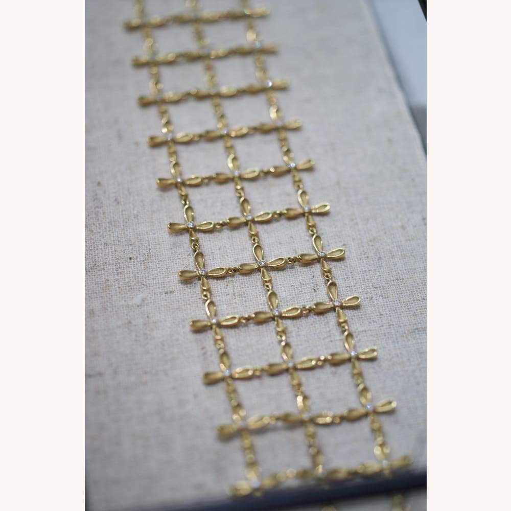 Flowerhead Diamond & 18K Gold Wide Bracelet - Golconda Jewelry