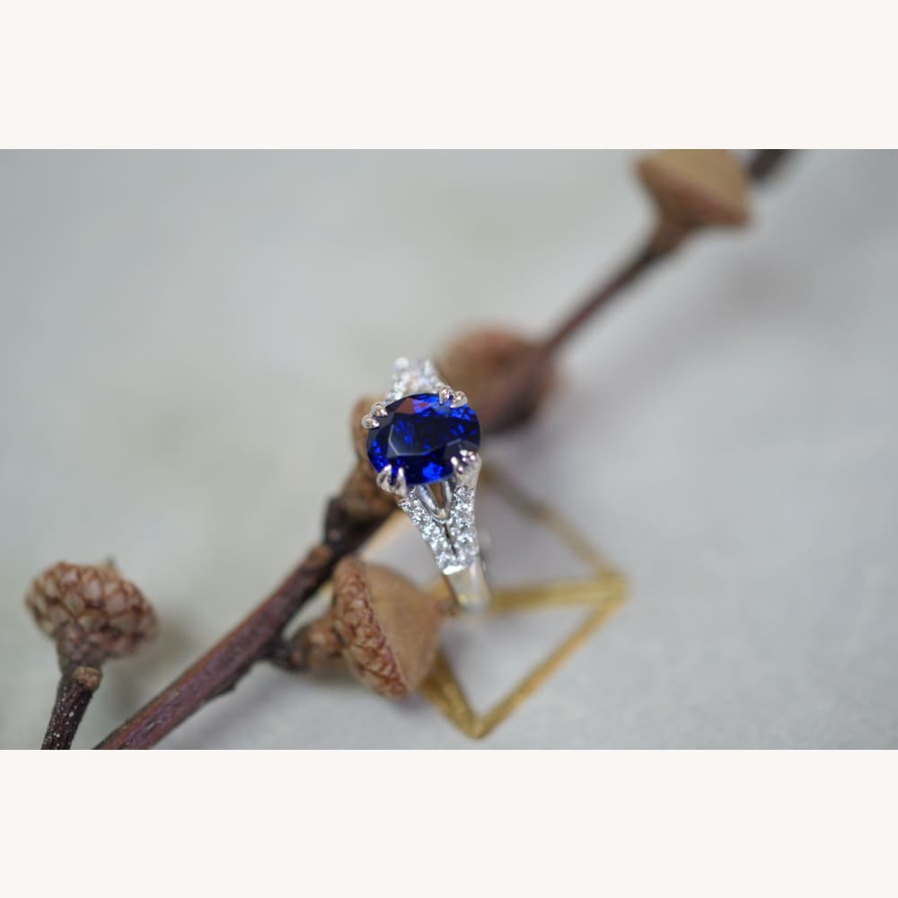 Sapphire & Diamonds Engagement Ring - Golconda Jewelry